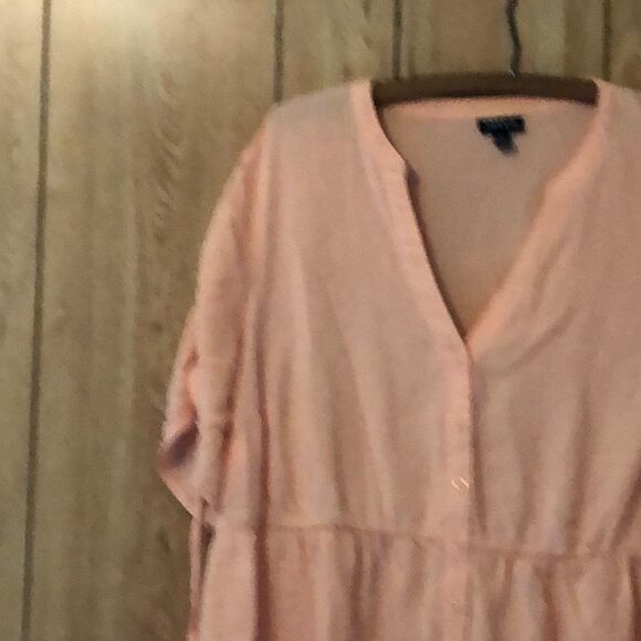 Torrid Challis Tie Sleeve Babydoll Top Peach Asymmetrical Hemline 1 1X - Picture 5 of 14